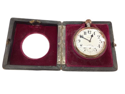 Lot 359 - Early 20th Goliath pocket watch with 8 day movement by Octava Watch Co, in a German silver easel back travelling case.