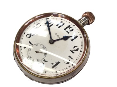 Lot 359 - Early 20th Goliath pocket watch with 8 day movement by Octava Watch Co, in a German silver easel back travelling case.