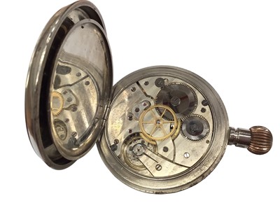 Lot 359 - Early 20th Goliath pocket watch with 8 day movement by Octava Watch Co, in a German silver easel back travelling case.