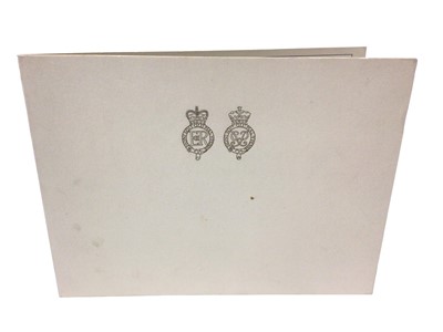 Lot 44 - H.M.Queen Elizabeth II and H.R.H. The Duke of Edinburgh, signed 1974 Christmas card with twin gilt embossed Royal Cyphers to cover, colour photograph of The Royal Family on a carriage , signed in i...