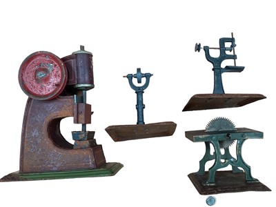 Lot 1764 - German stationary steam engine and cutting machines, drill plus live steam 0-4-0 locomotive