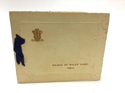 Lot 79 - H.R.H. Edward Prince of Wales (later King Edward VIII and Duke of Windsor’ India card signed and inscribed