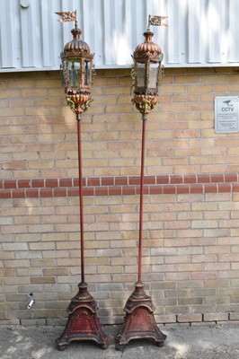 Lot 1280 - Pair of antique Venetian gondola lamps