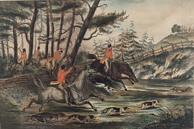 Lot 155 - Pair of 19th century hand coloured hunting prints.