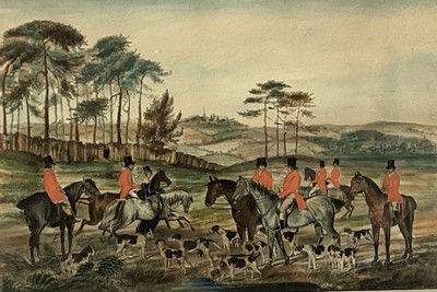 Lot 155 - Pair of 19th century hand coloured hunting prints.