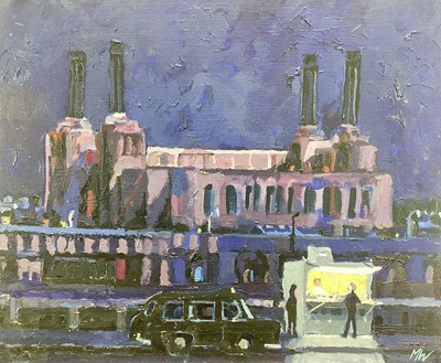 Lot 156 - M. Warren, contemporary, oil on canvas - Battersea Power Station, initialled, unframed