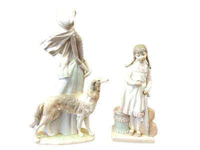 Lot 1303 - Two Lladro porcelain figures - Lady with greyhound and Viola lesson