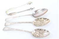 Lot 308 - Two Georgian Silverer tablespoons with later...