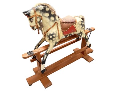 Lot 2691 - Antique rocking horse with horse hair mane, 88cm high