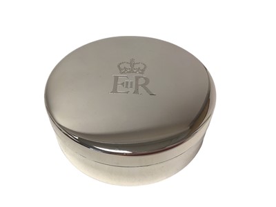 Lot 61 - H.M.Queen Elizabeth II, 2008 Royal Household Christmas gift of set silver plated coasters in plated box with engraved Royal cypher to lid, original cotton bag and outer box with Royal cypher to lid