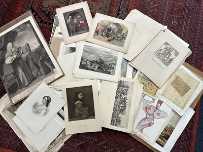 Lot 489 - Large collection of 19th century and later engravings, prints and similar items to include Waterloo Cup engravings, views of Dominica and St. Vincent after Lieut. Caddy and other works