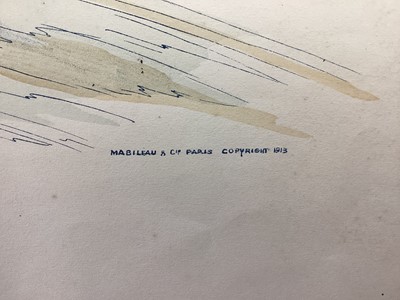 Lot 5 - Marguerite Gamy (1883-1936) coloured lithograph - G.P de France 1913, Baillot devant Goux, 45cm x 90cm, unframed