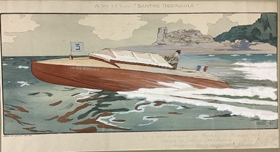 Lot 4 - Aldelmo, French, early 20th century, hand coloured lithograph - "Santos Despujols", 1913, 41.5cm x 77cm, mounted