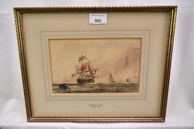 Lot 952 - Samuel Austin (1796-1834) watercolour - Shipping off the Coast, 13.5cm x 21cm, in glazed gilt frame