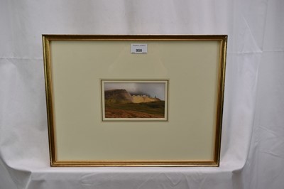 Lot 950 - *Peter Collyer (b.1952) watercolour - The Stor, Skye, in glazed gilt frame, 9cm x 14.5cm Provenance: Chris Beetles Ltd., London