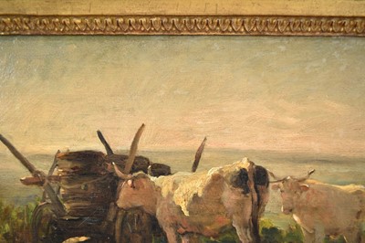 Lot 875 - Charles François Daubigny (1817-1878) oil on panel - Oxen at Rest