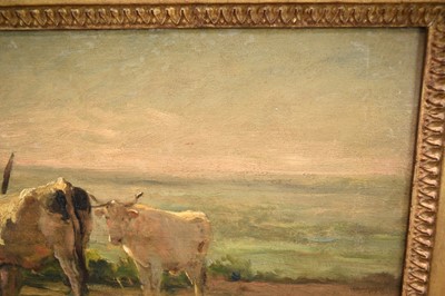 Lot 875 - Charles François Daubigny (1817-1878) oil on panel - Oxen at Rest
