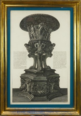 Lot 883 - Giovanni Battista Piranesi (1720-1778) four black and white engravings - Classical Urns, 75cm x 47cm, in good quality gilt frames