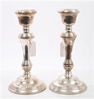 Lot 314 - Pair contemporary Silverer candlesticks of...