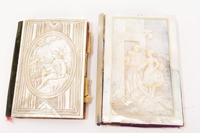 Lot 782 - Two 19th century French relief carved mother of pearl notebooks