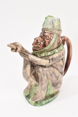 Lot 249 - Mafra type majolica monkey form teapot and cover