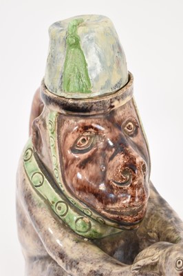 Lot 87 - Mafra type majolica monkey form teapot and cover