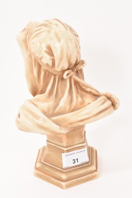 Lot 31 - Continental porcelain bust of a man in African costume, circa 1880