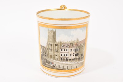 Lot 221 - Chamberlain’s Worcester mug, with a view of Worcester cathedral, circa 1820