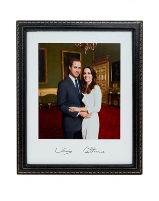 Lot 89 - H.R.H Prince William of Wales and Miss Catherine Middleton (now T.R.H. The Prince and Princess of Wales) rare signed presentation engagement photograph by Mario Testino taken November 16th 2010 of...