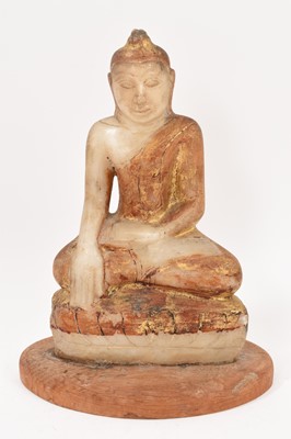 Lot 755 - Antique Burmese alabaster and gilt buddha figure