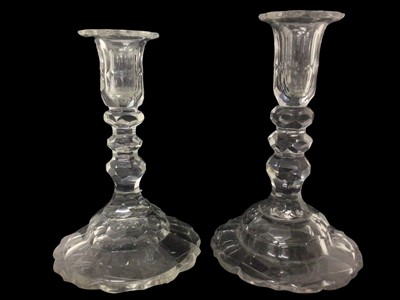 Lot 283 - Two George III Irish large cut glass candlesticks