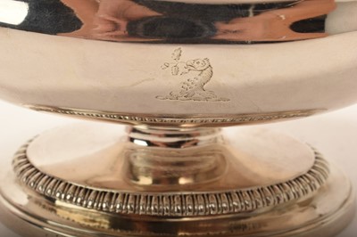 Lot 324 - Pair of good quality George III silver, twin handled, sauce tureens and covers, of oval form with gadrooned borders