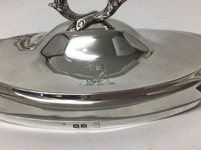 Lot 324 - Pair of good quality George III silver, twin handled, sauce tureens and covers, of oval form with gadrooned borders