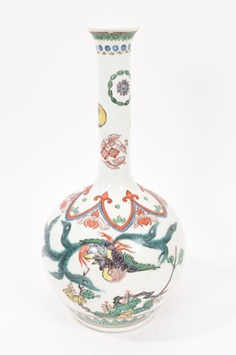 Lot 262 - Japanese 'famille verte' style porcelain bottle vase with phoenix decoration, circa 1900, 30cm high