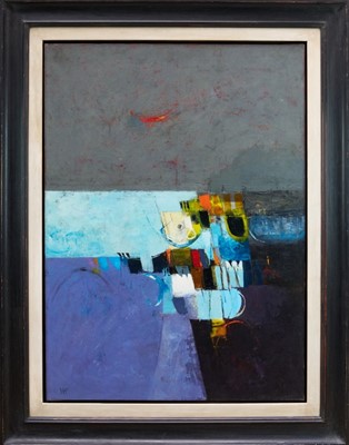 Lot 986 - *Donald Hamilton Fraser (1929-2009), oil on canvas - Offshore Phenomenon, monogrammed, titled verso and dated 1954, 100cm x 73cm, framed