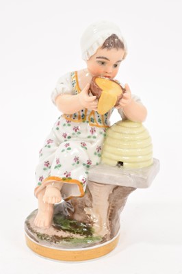 Lot 278 - Paris porcelain figure of a young girl beside a beehive, circa 1810