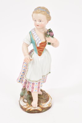 Lot 289 - Meissen figure of a young girl holding flowers, circa 1880