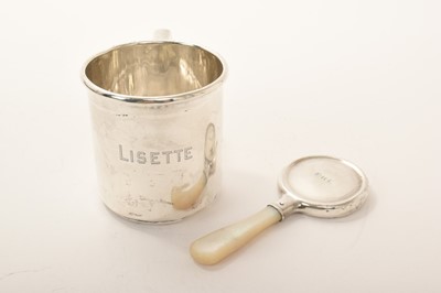 Lot 384 - Tiffany rattle and a christening mug