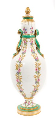 Lot 300 - Coalport ovoid vase and cover, in Sevres style, circa 1860