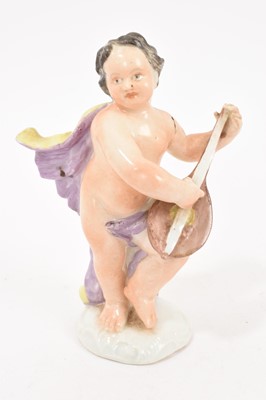 Lot 274 - Continental porcelain figure of a putto with a lute, circa 1760