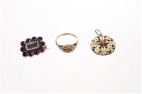 Lot 408 - Georgian amethyst and seed pearl mourning...