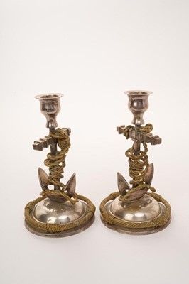 Lot 464 - Pair of unusual novelty silver plated candlesticks