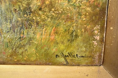 Lot 1040 - Abraham Hulk Jnr. (1851-1922) oil on canvas - Figures in a River Landscape, signed, 59cm x 39cm, in gilt frame