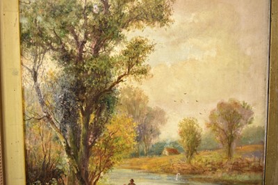 Lot 1040 - Abraham Hulk Jnr. (1851-1922) oil on canvas - Figures in a River Landscape, signed, 59cm x 39cm, in gilt frame