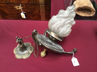 Lot 801 - Classical revival lantern with frosted glass flame shade