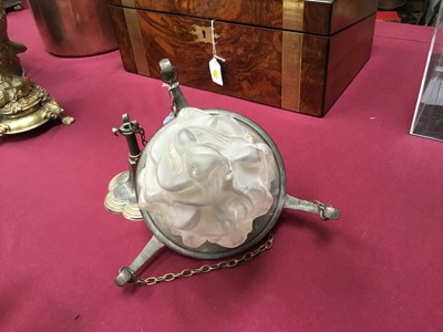 Lot 801 - Classical revival lantern with frosted glass flame shade