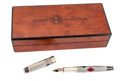 Lot 812 - David Oscarson limited edition silver and enamel fountain pen