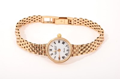 Lot 619 - Ladies 9ct gold wristwatch on 9ct gold bracelet