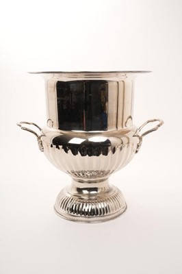 Lot 356 - Large contemporary silver plated wine cooler of campana form