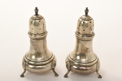 Lot 360 - Pair contemporary American Sterling silver casters of baluster form